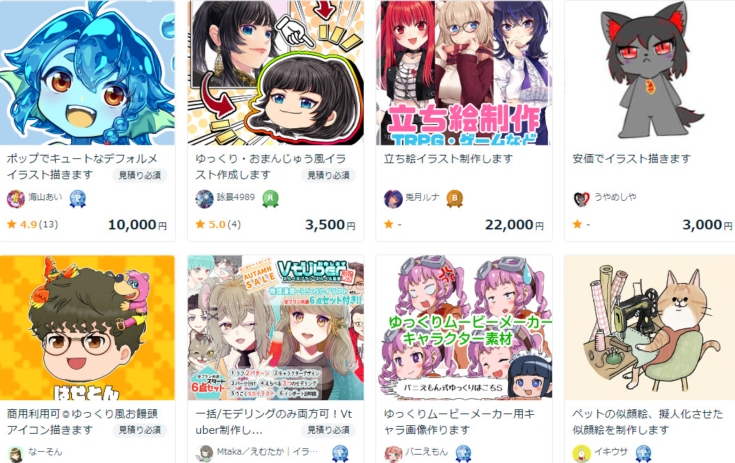 ココナラゆっくり立ち絵　引用元：https://coconala.com/