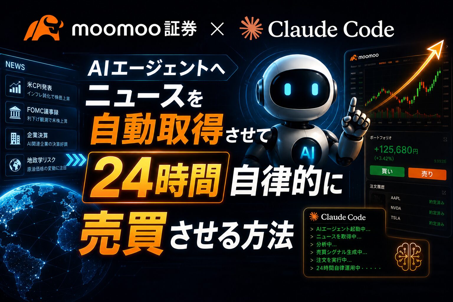 AIエージェントへニュースを自動取得させて24時間自律的に売買させる方法【moomoo証券×Claude Code】